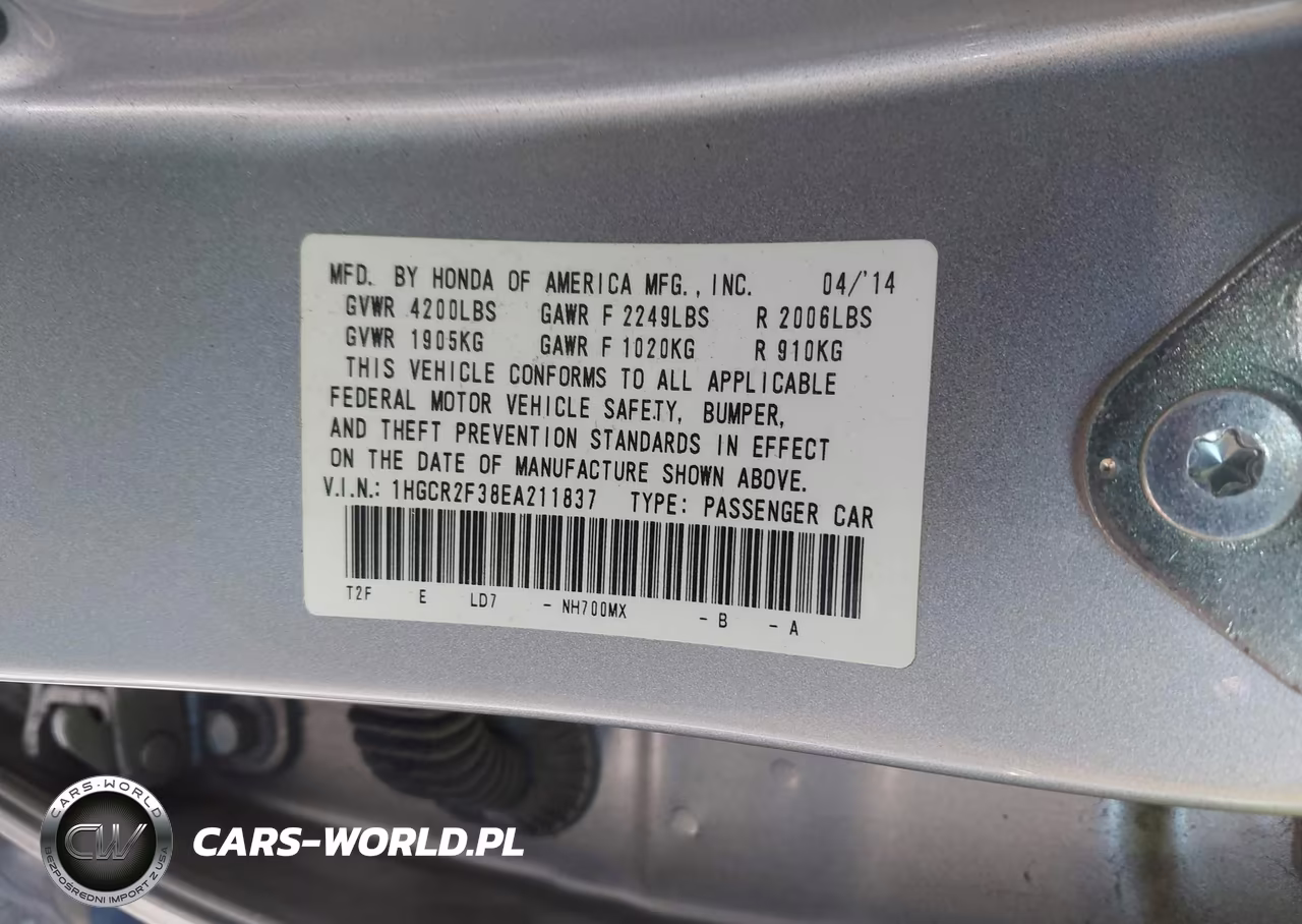2014 Honda Accord Lx VIN:1HGCR2F38EA211837 - 9