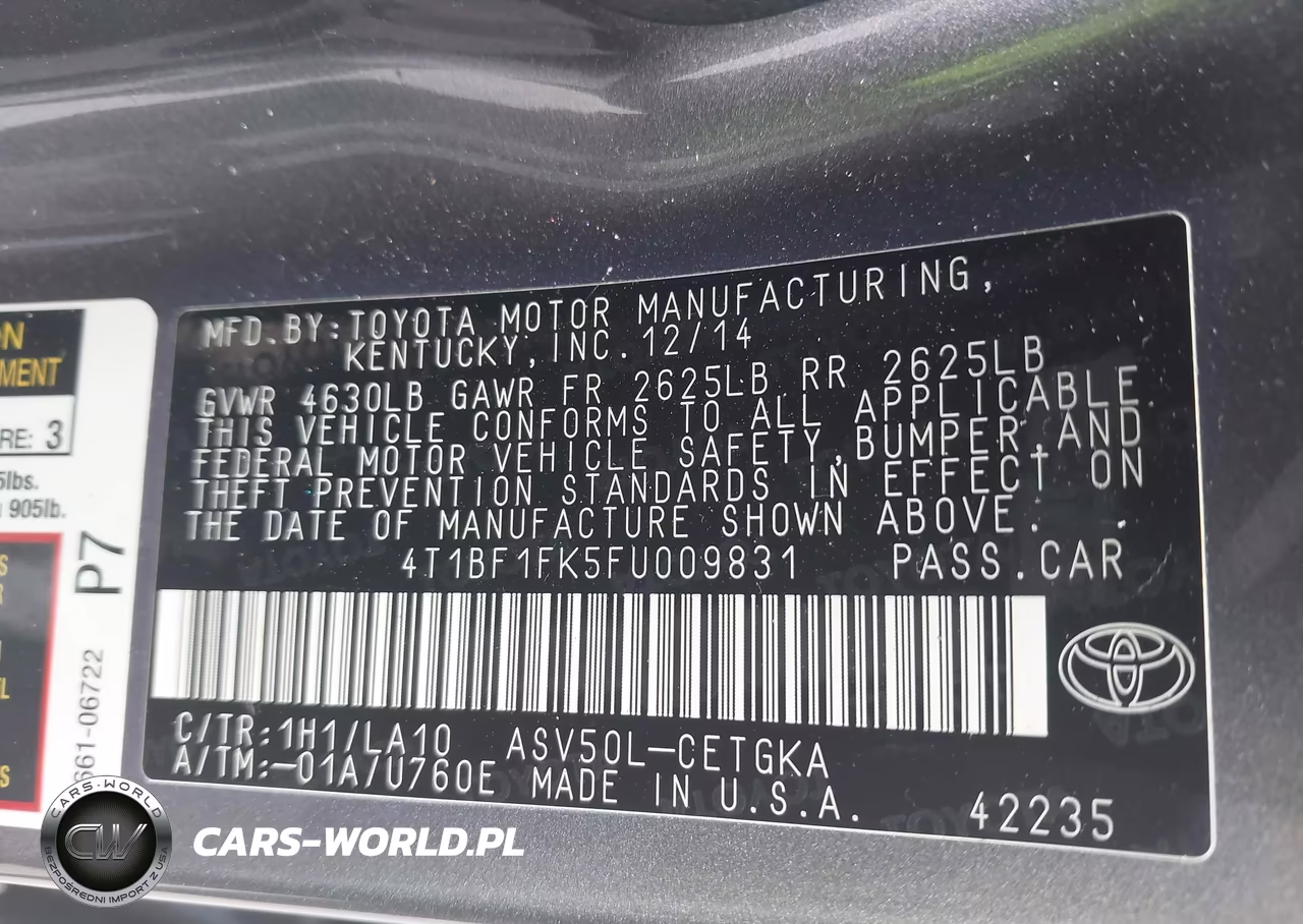 2015 Toyota Camry Xle VIN:4T1BF1FK5FU009831 - 9