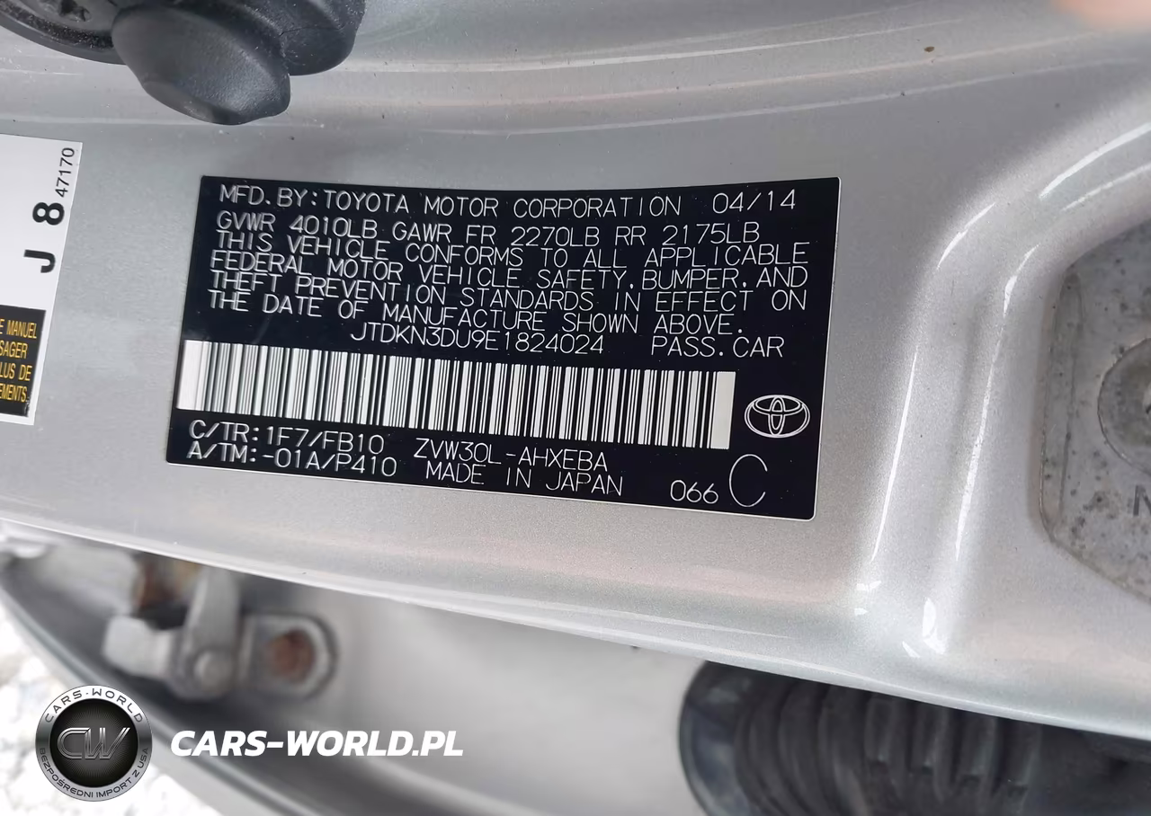 2014 Toyota Prius Two VIN:JTDKN3DU9E1824024 - 9