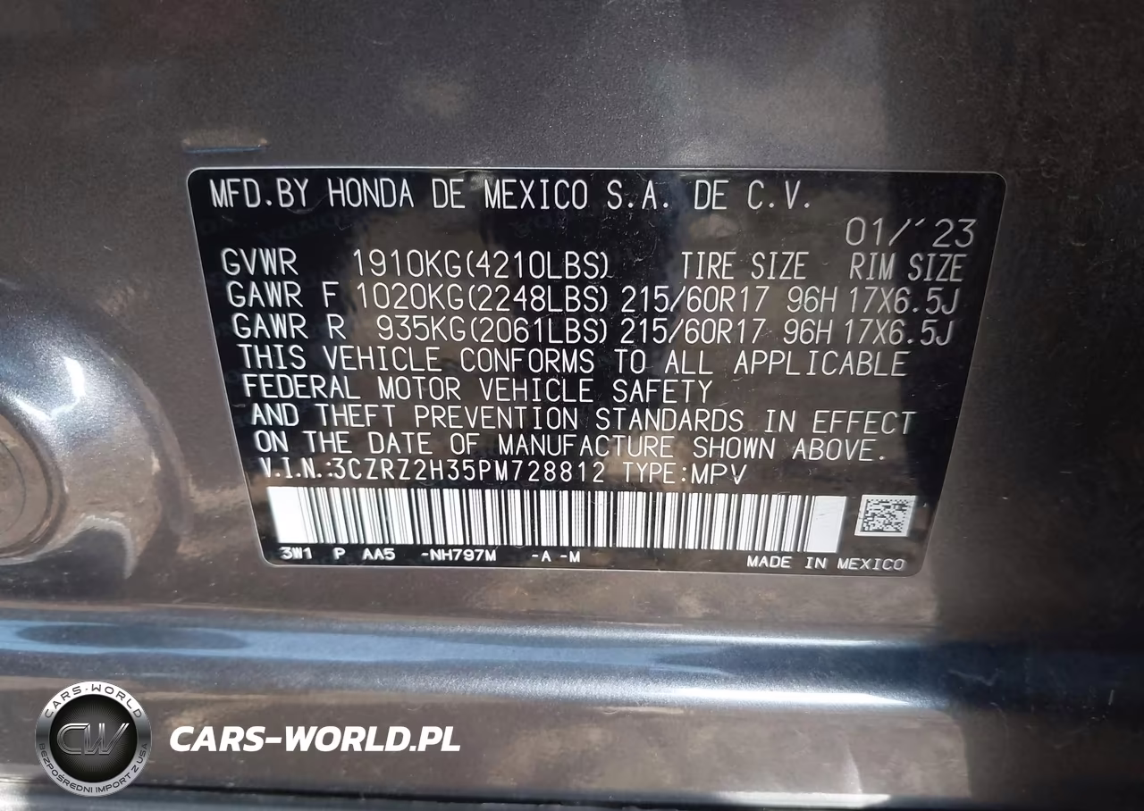 2023 Honda Hr-V Awd Lx VIN:3CZRZ2H35PM728812 - 9