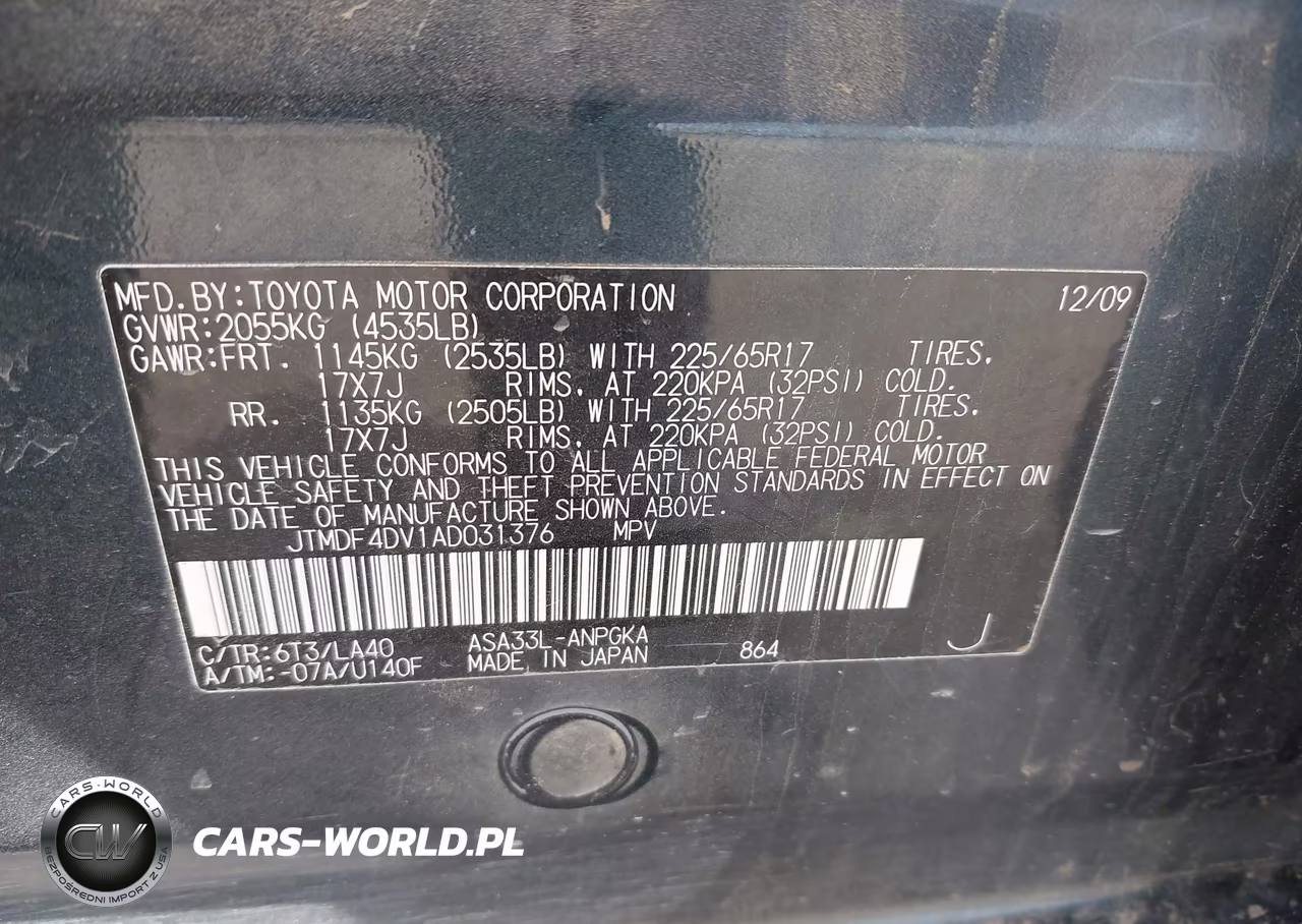 2010 Toyota Rav4 Limited VIN:JTMDF4DV1AD031376 - 9