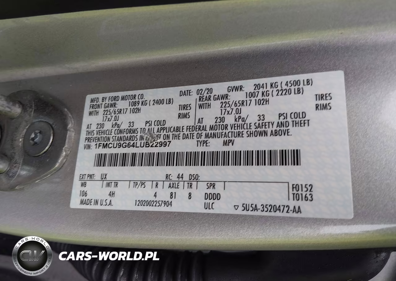 2020 Ford Escape Se VIN:1FMCU9G64LUB22997 - 9