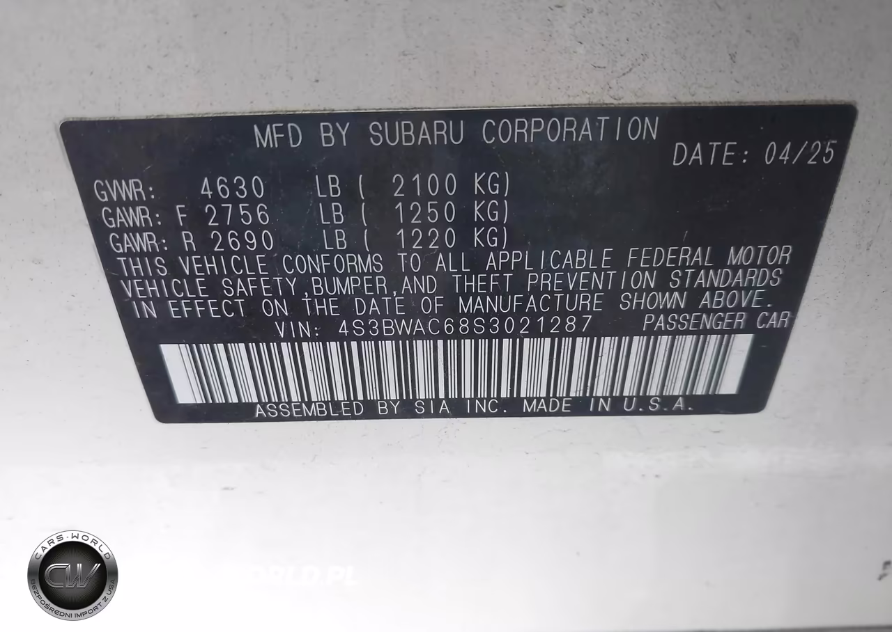 2025 Subaru Legacy Premium VIN:4S3BWAC68S3021287 - 9
