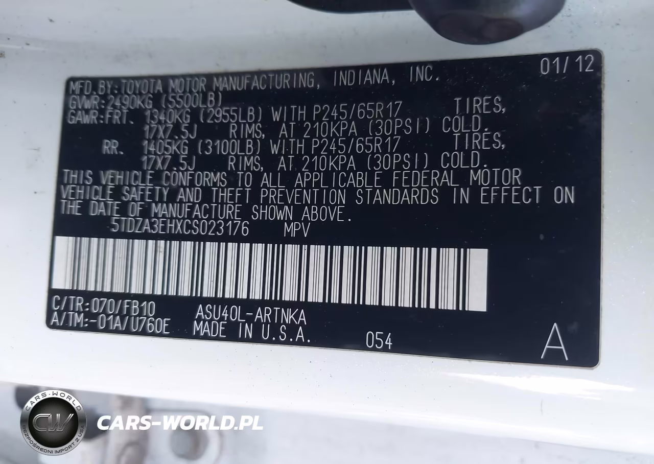 2012 Toyota Highlander VIN:5TDZA3EHXCS023176 - 9