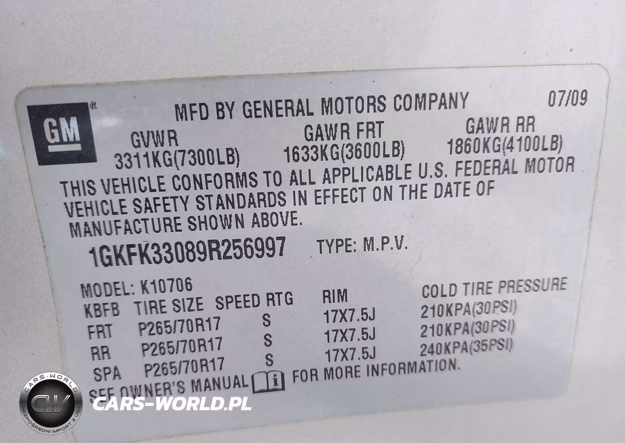 2009 GMC Yukon Slt2 VIN:1GKFK33089R256997 - 9