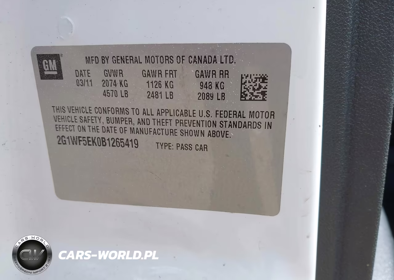 2011 Chevrolet Impala Ls VIN:2G1WF5EK0B1265419 - 9