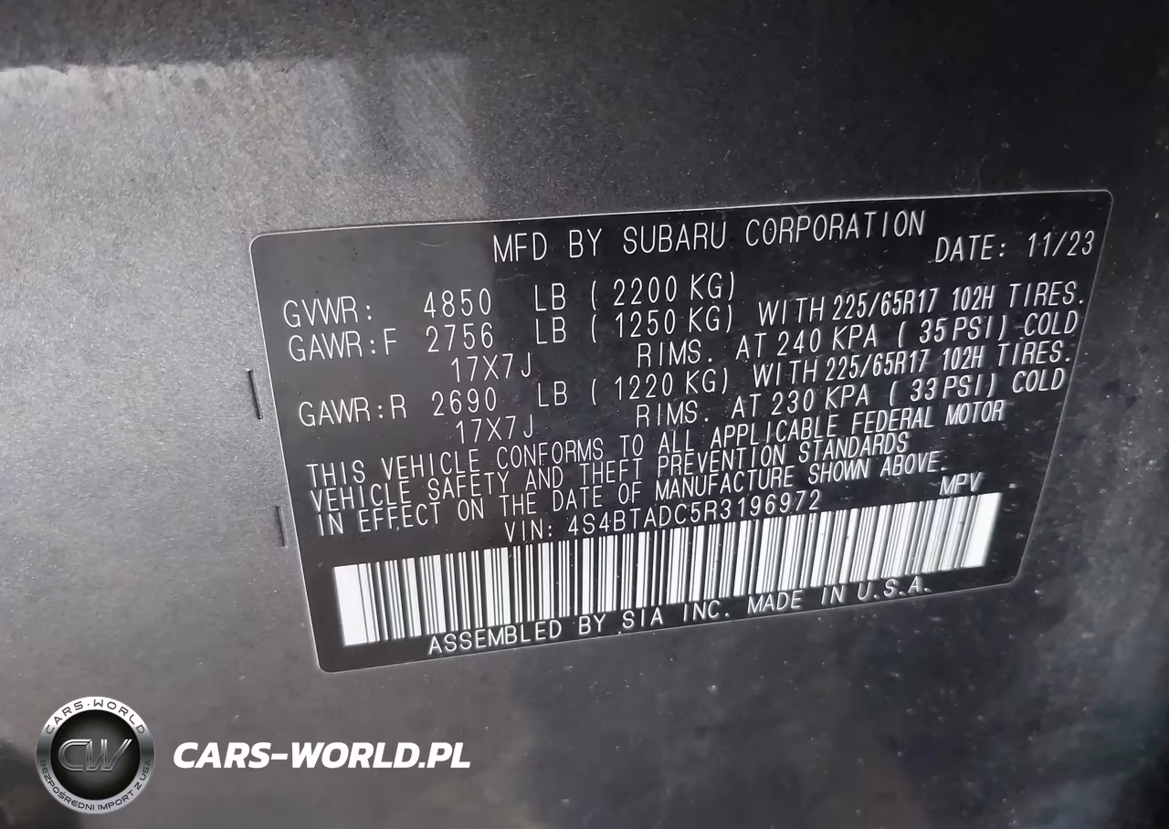 2024 Subaru Outback Premium VIN:4S4BTADC5R3196972 - 9