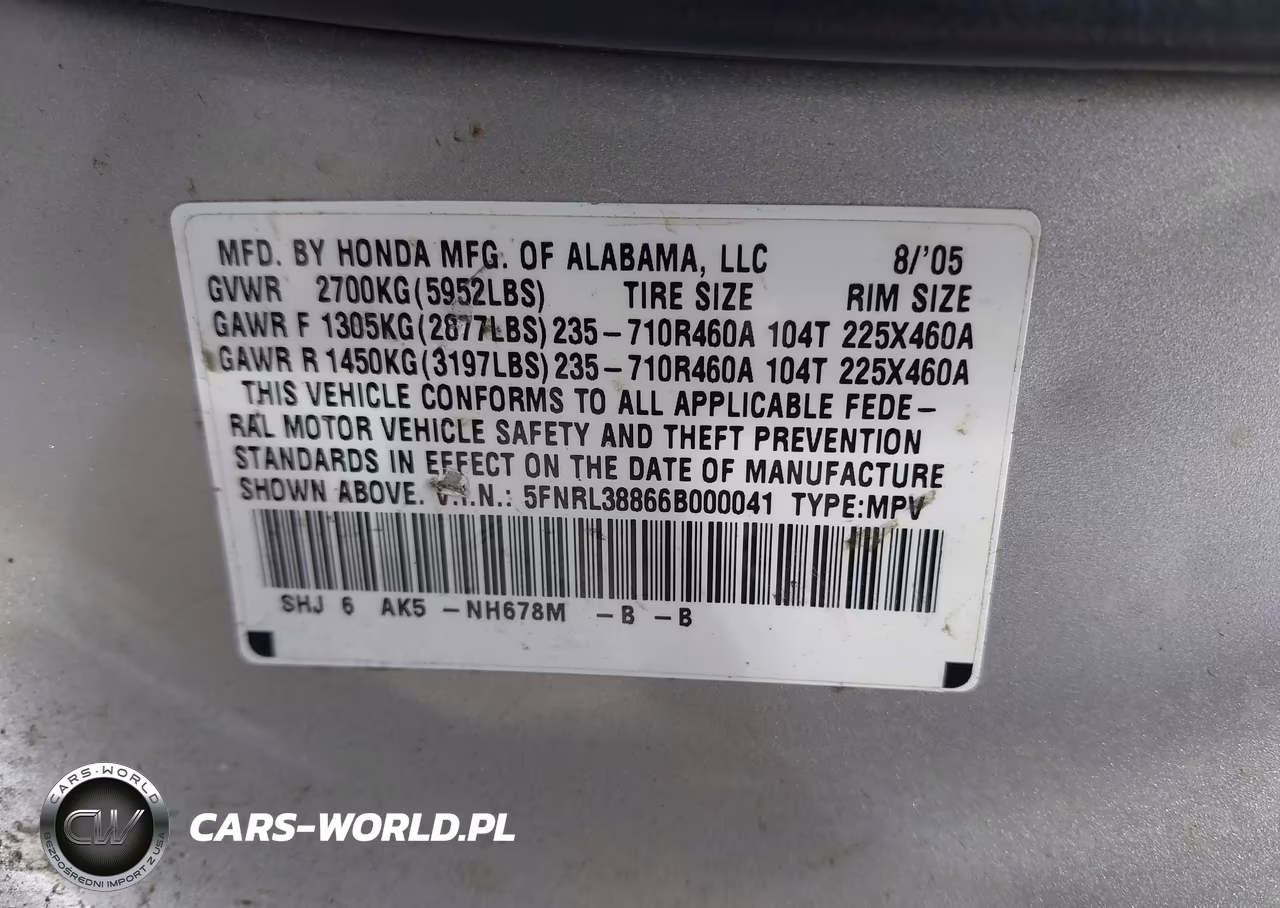 2006 Honda Odyssey Touring VIN:5FNRL38866B000041 - 9