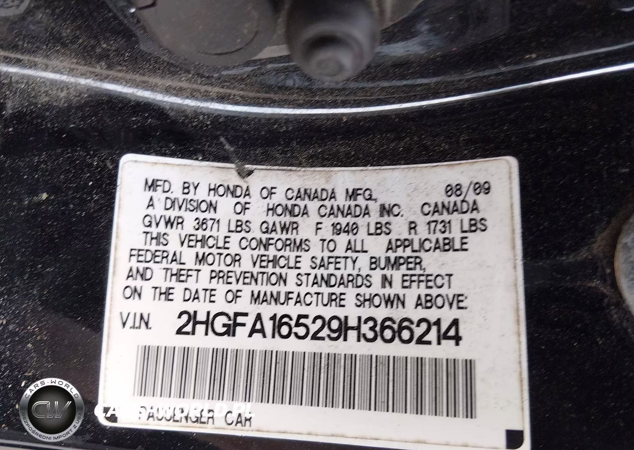 2009 Honda Civic Lx VIN:2HGFA16529H366214 - 9