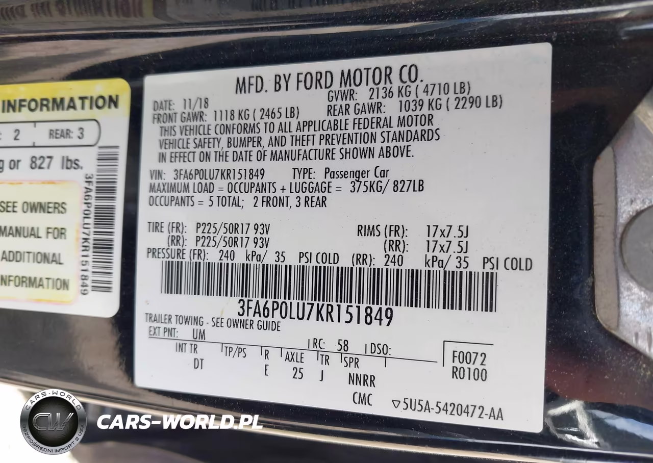 2019 Ford Fusion Hybrid Se VIN:3FA6P0LU7KR151849 - 9