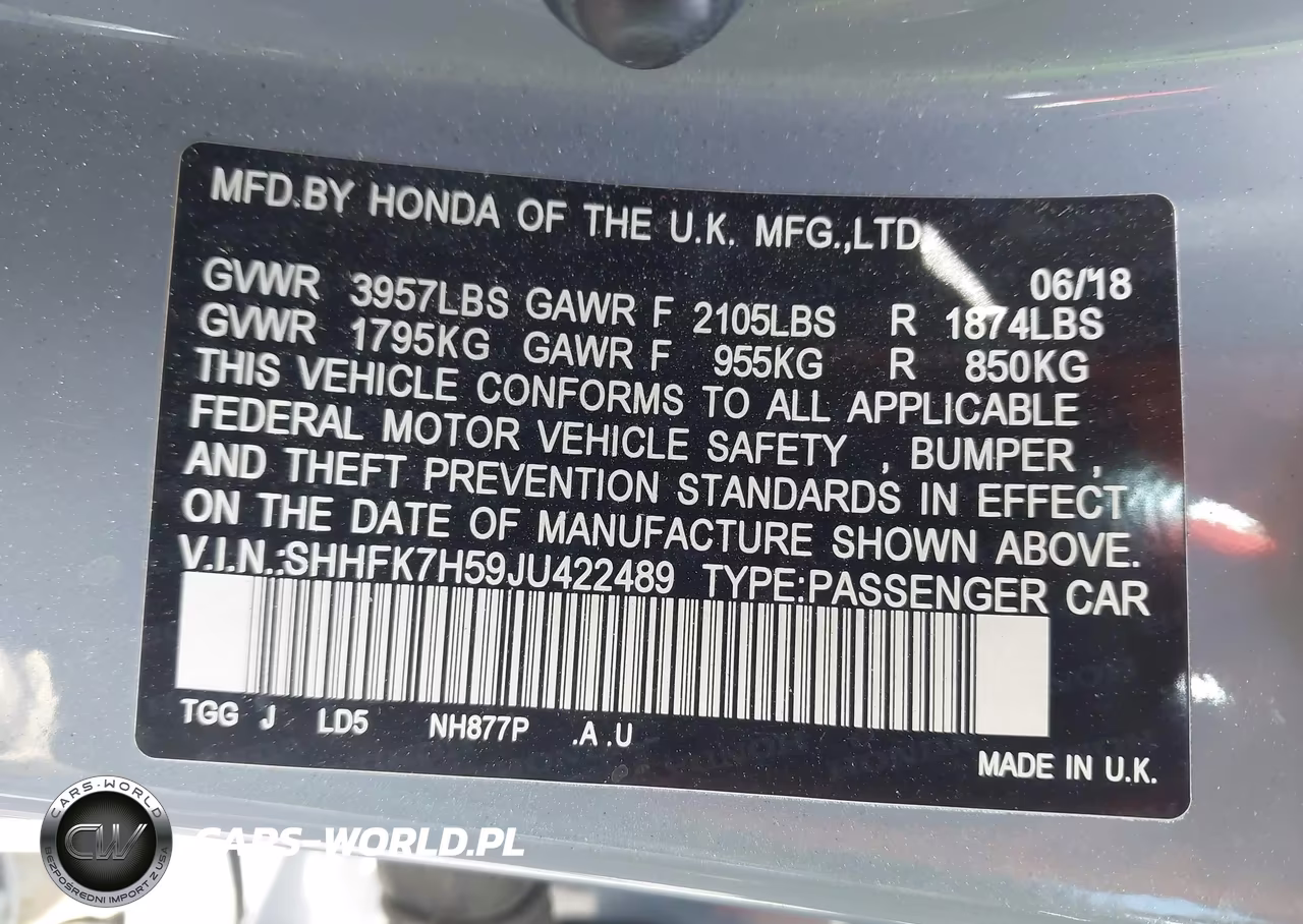 2018 Honda Civic Ex VIN:SHHFK7H59JU422489 - 9