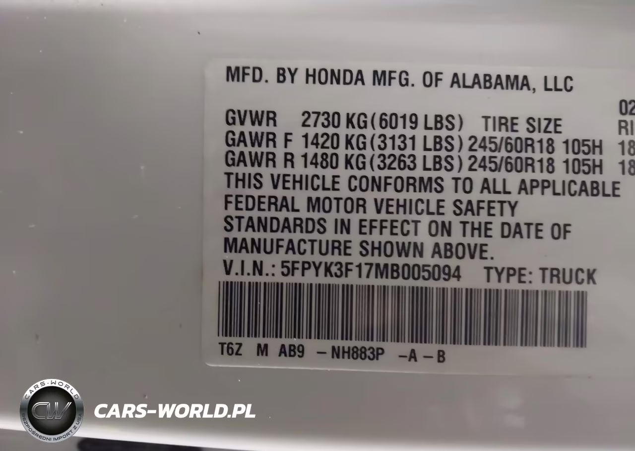 2021 Honda Ridgeline Awd Sport VIN:5FPYK3F17MB005094 - 9