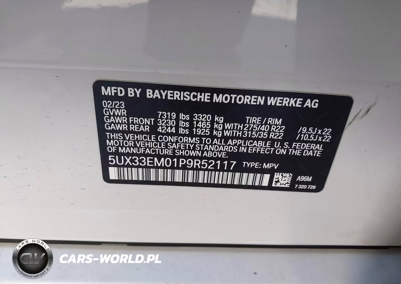 2023 BMW X7 M60I VIN:5UX33EM01P9R52117 - 9