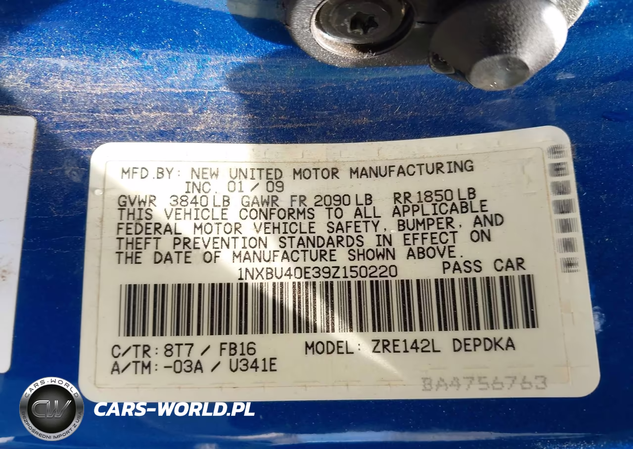 2009 Toyota Corolla Le VIN:1NXBU40E39Z150220 - 9