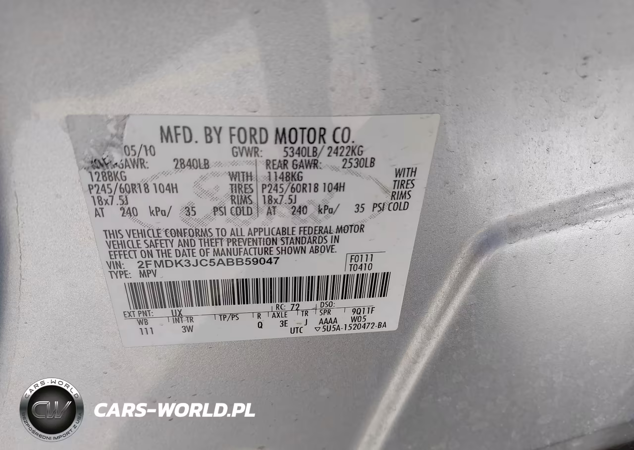 2010 Ford Edge Sel VIN:2FMDK3JC5ABB59047 - 9