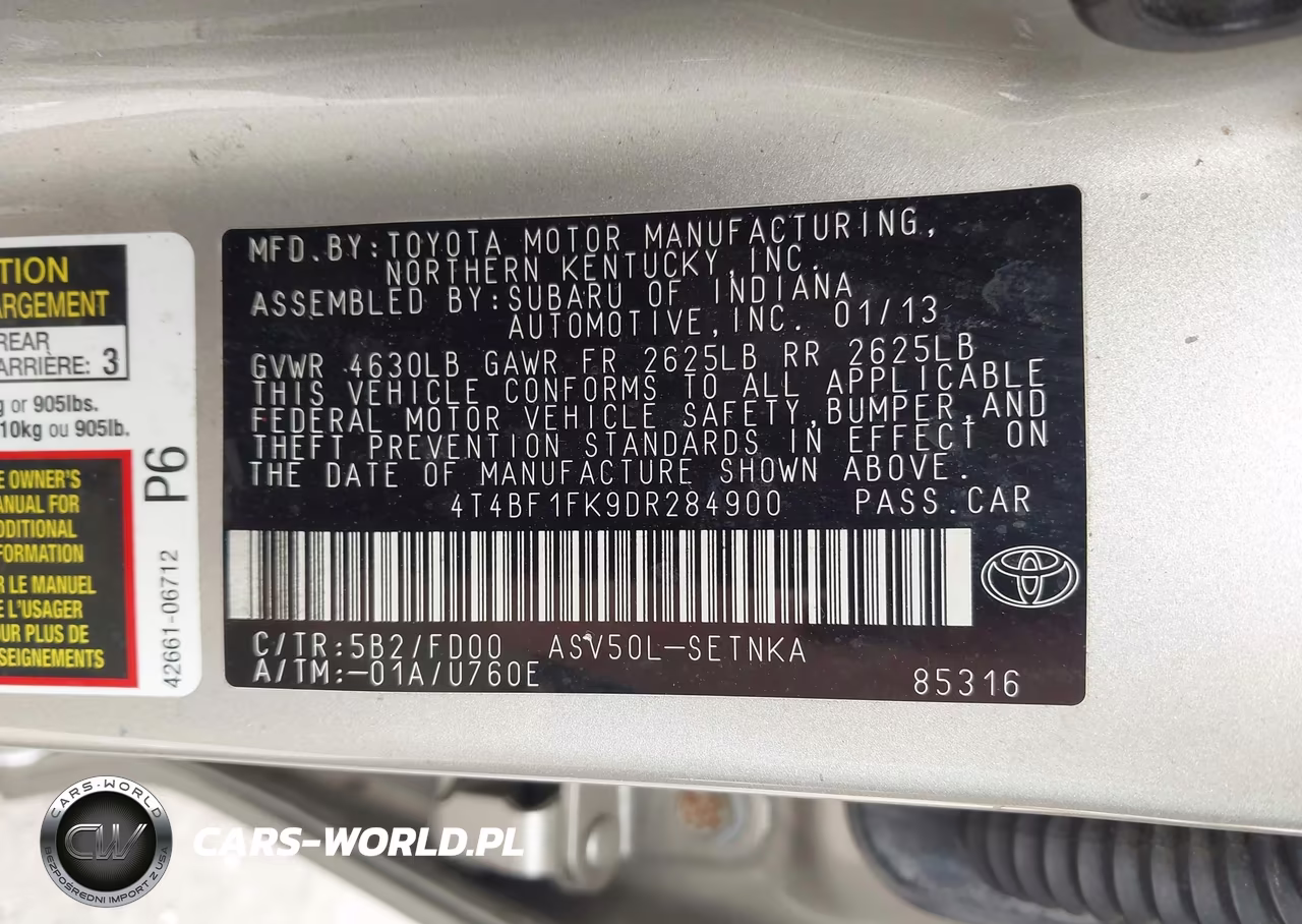 2013 Toyota Camry Le VIN:4T4BF1FK9DR284900 - 9