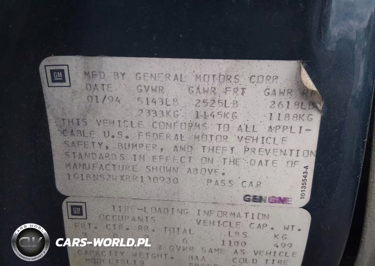 1994 Chevrolet Caprice Classic Ls VIN:1G1BN52WXRR130930 - 9