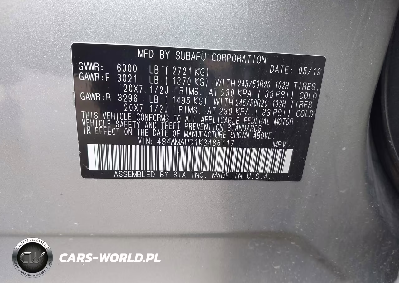 2019 Subaru Ascent Limited VIN:4S4WMAPD1K3486117 - 9
