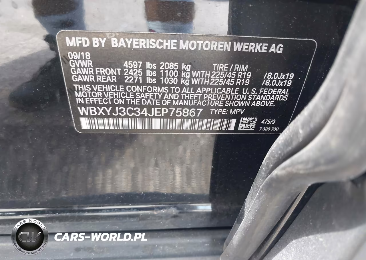 2018 BMW X2 Sdrive28I VIN:WBXYJ3C34JEP75867 - 9