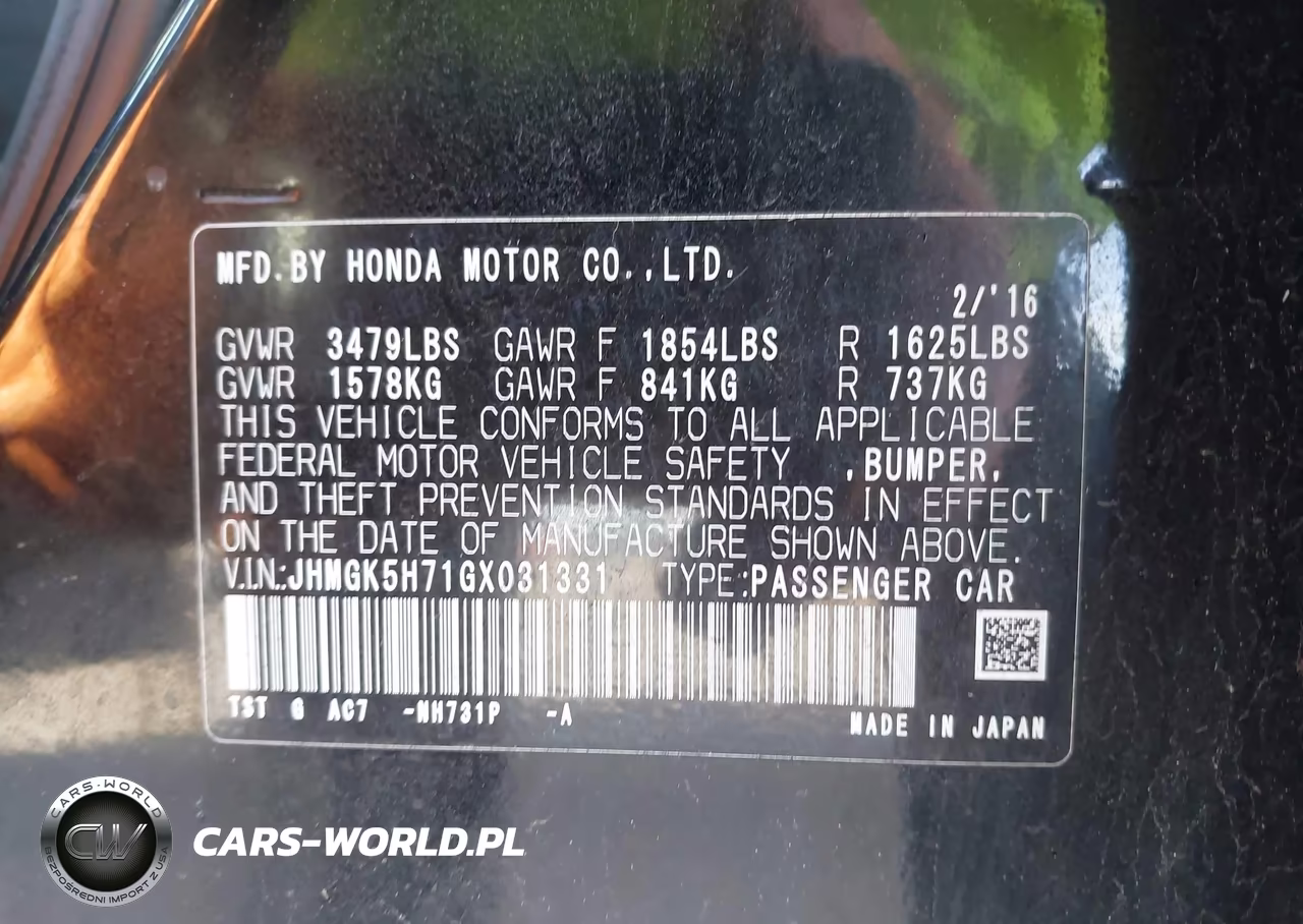 2016 Honda Fit Ex VIN:JHMGK5H71GX031331 - 9