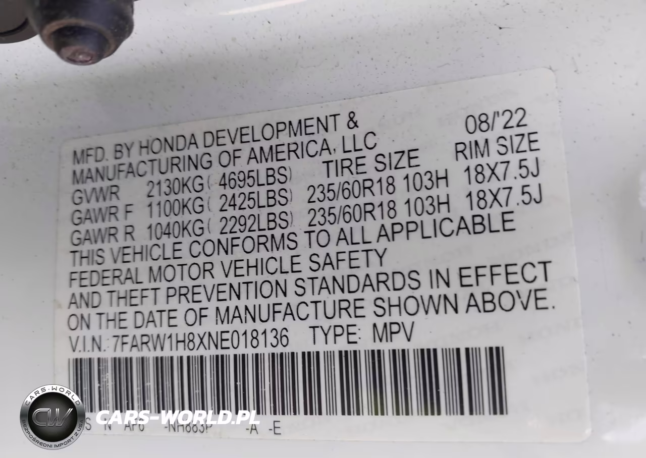 2022 Honda Cr-V 2Wd Ex-L VIN:7FARW1H8XNE018136 - 9