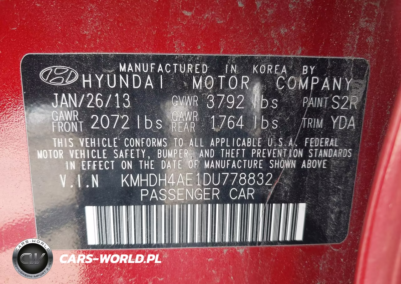 2013 Hyundai Elantra Gls VIN:KMHDH4AE1DU778832 - 9