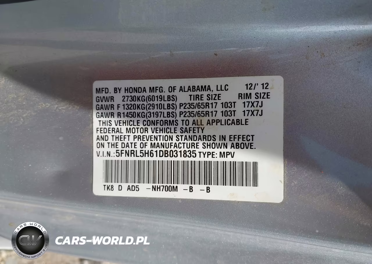 2013 Honda Odyssey Ex-L VIN:5FNRL5H61DB031835 - 9