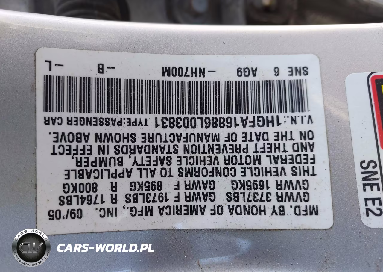 2006 Honda Civic Ex VIN:1HGFA16886L003831 - 9