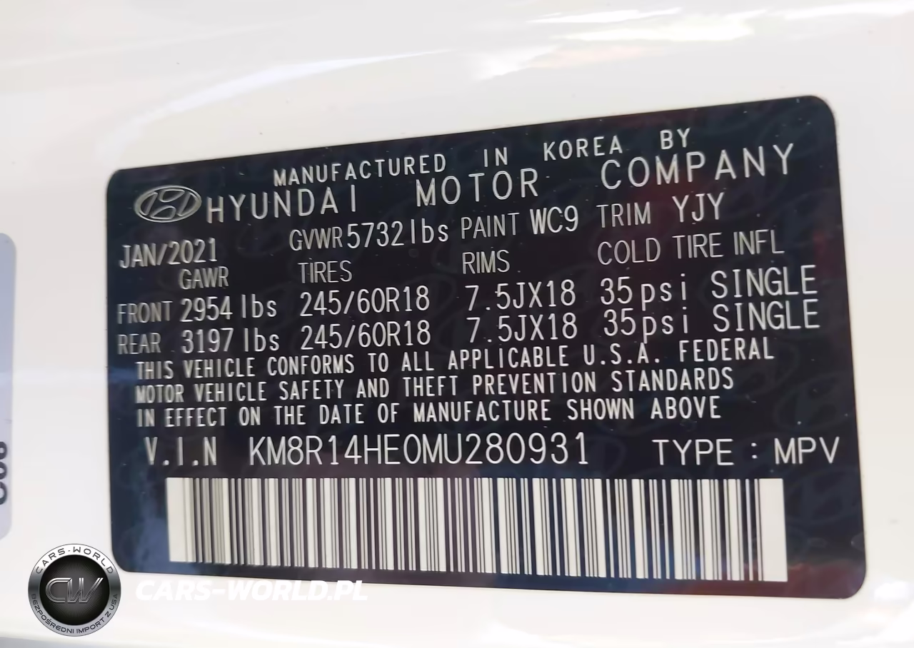 2021 Hyundai Palisade Se VIN:KM8R14HE0MU280931 - 9