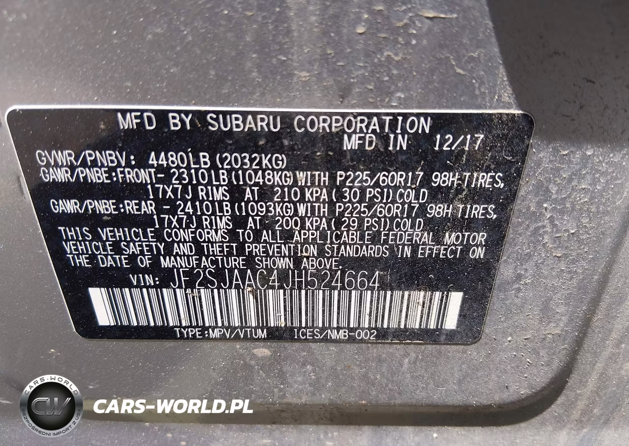 2018 Subaru Forester 2.5I VIN:JF2SJAAC4JH524664 - 9