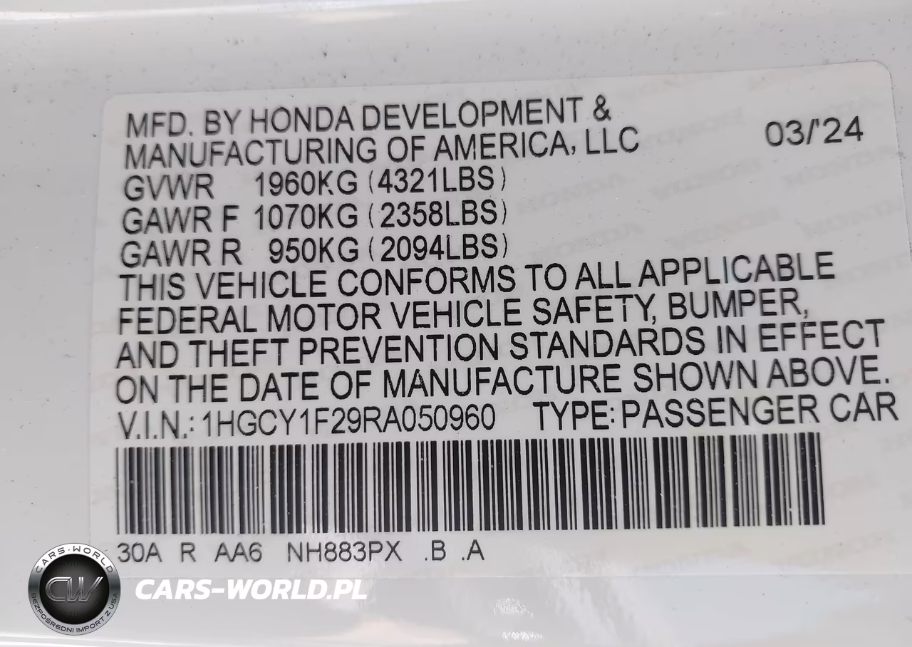 2024 Honda Accord Lx VIN:1HGCY1F29RA050960 - 9
