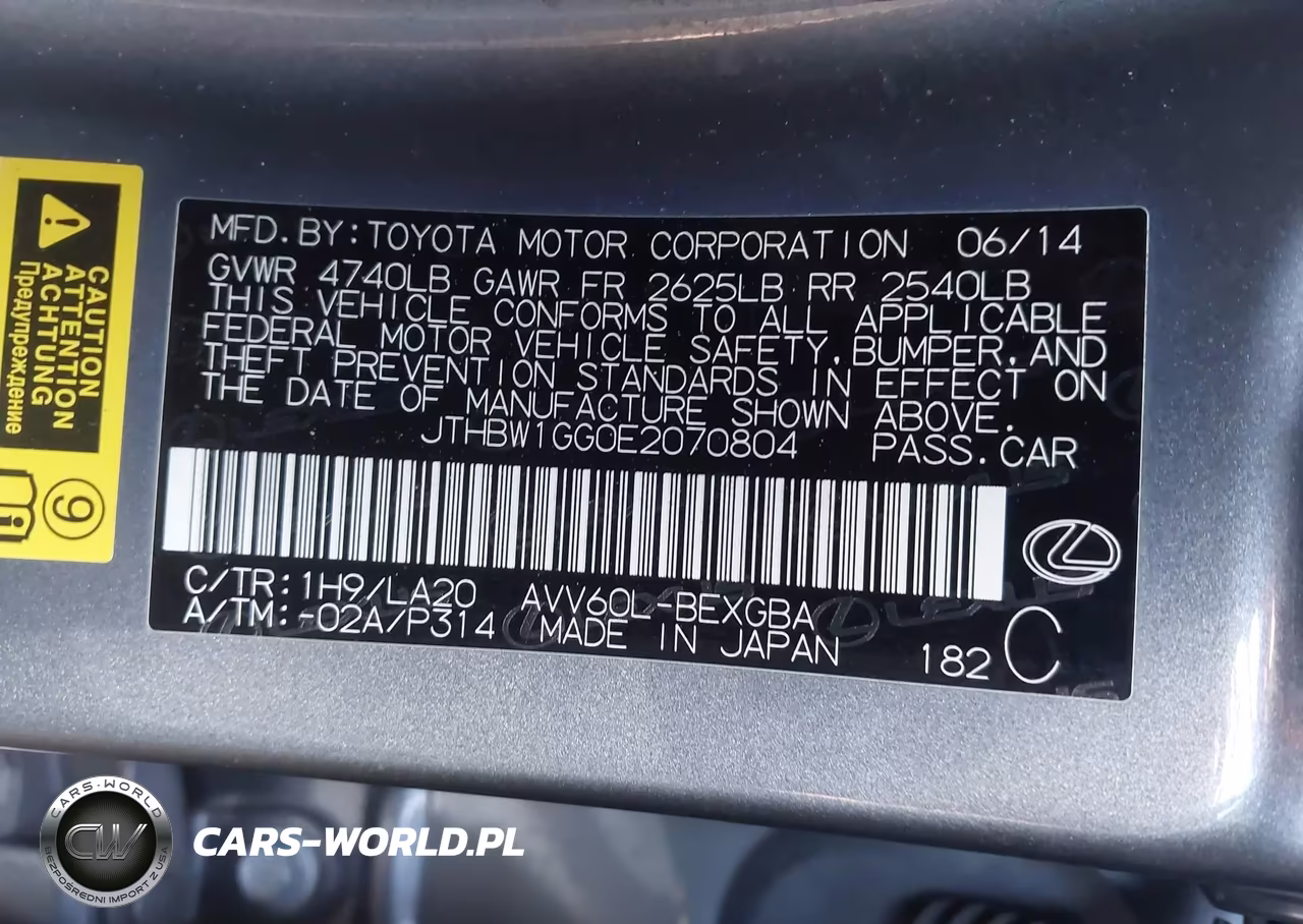 2014 Lexus Es 300H VIN:JTHBW1GG0E2070804 - 9
