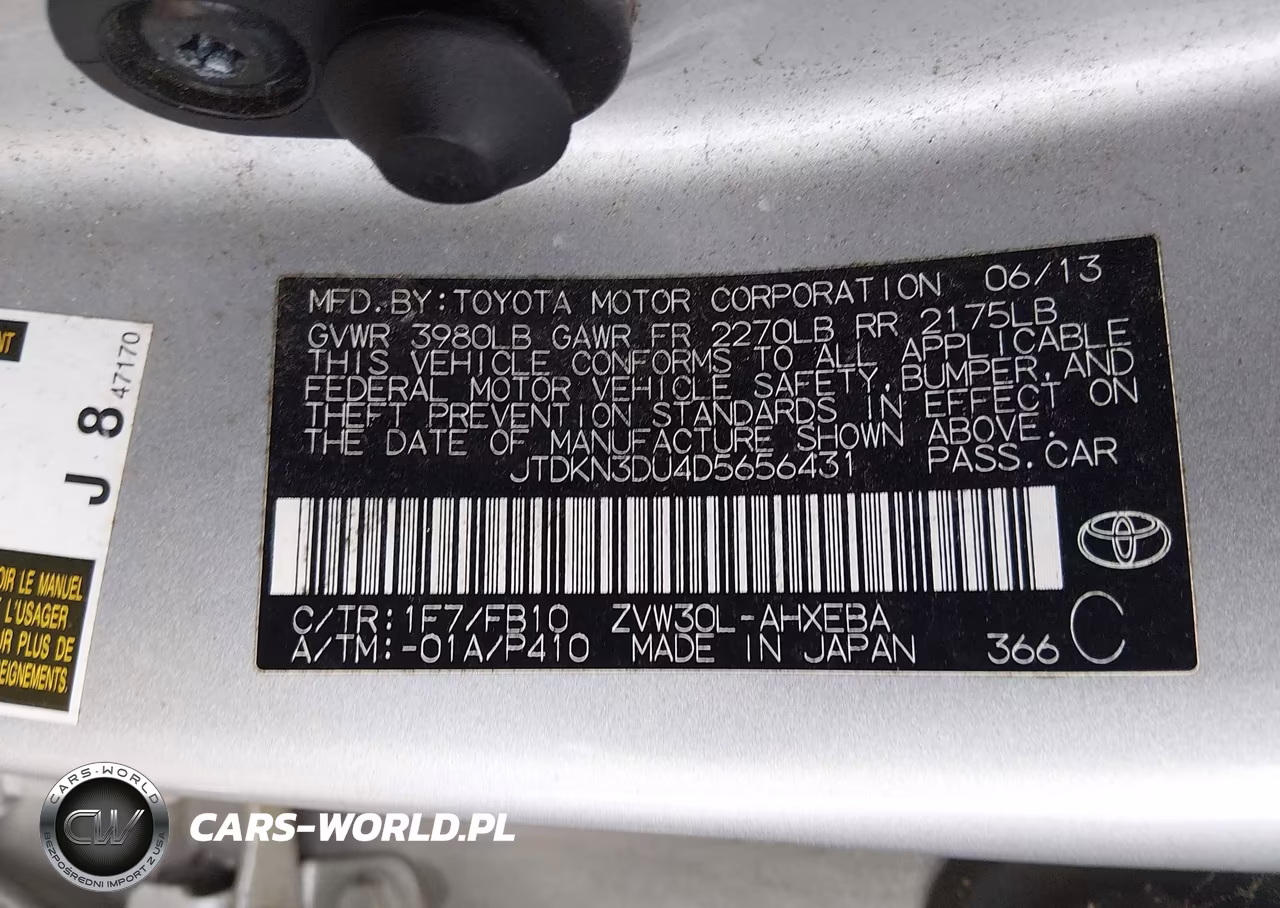 2013 Toyota Prius Two VIN:JTDKN3DU4D5656431 - 9