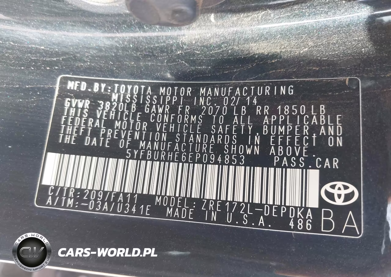 2014 Toyota Corolla L VIN:5YFBURHE6EP094853 - 9