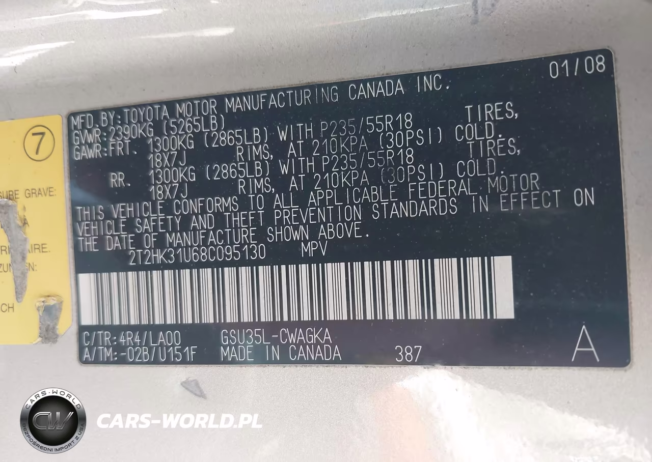 2008 Lexus Rx 350 VIN:2T2HK31U68C095130 - 9