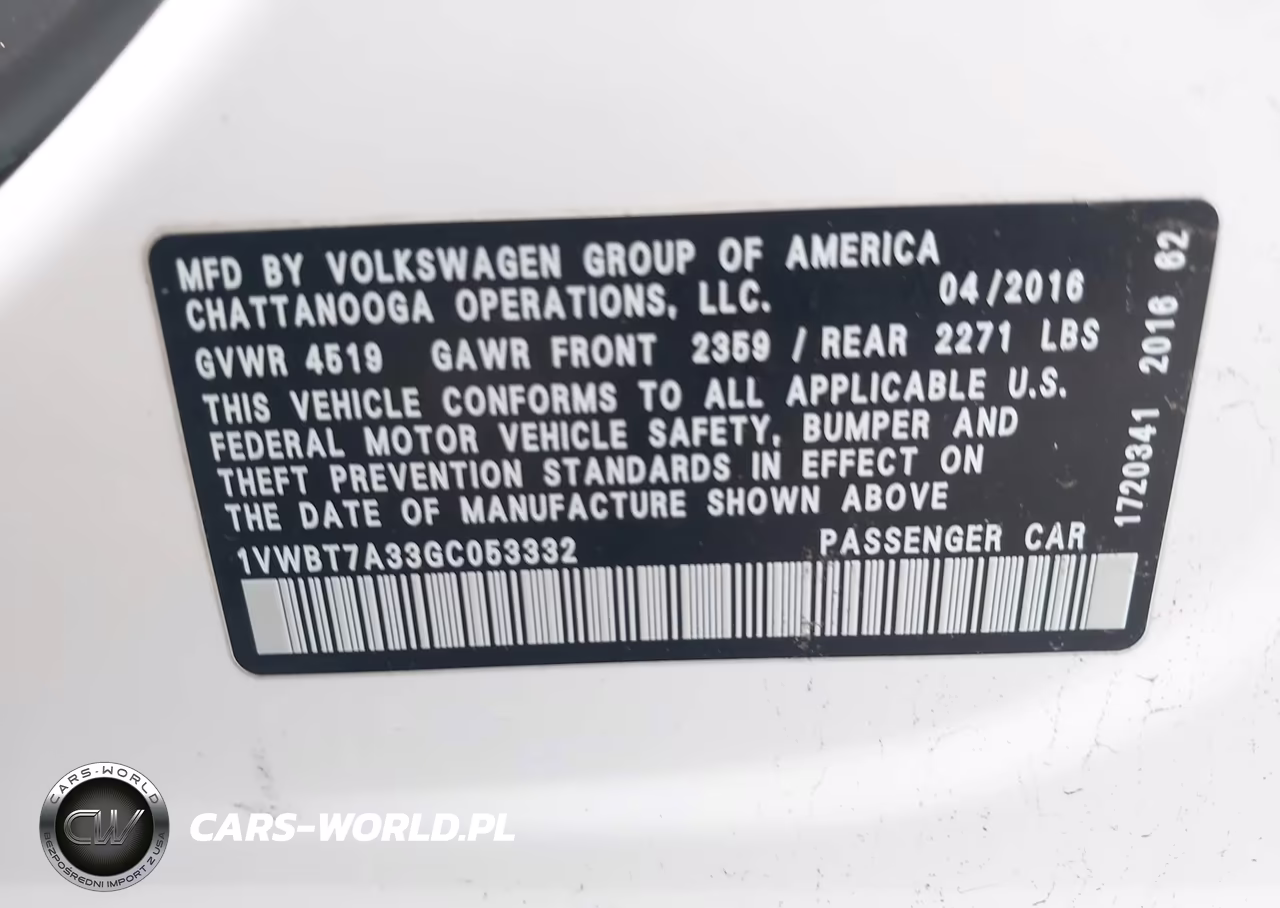 2016 Volkswagen Passat 1.8T Se VIN:1VWBT7A33GC053332 - 9