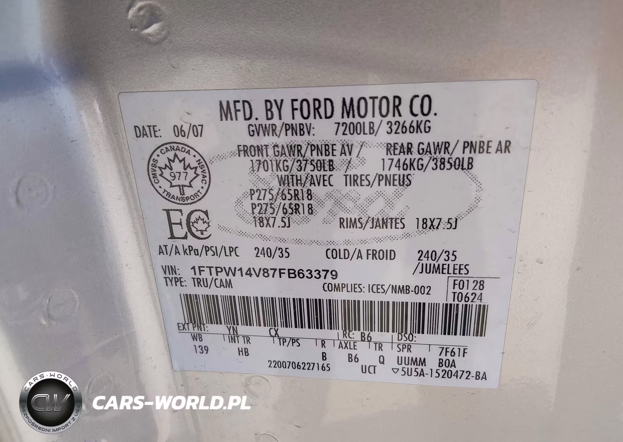 2007 Ford F-150 Fx4-Lariat-Xlt VIN:1FTPW14V87FB63379 - 9