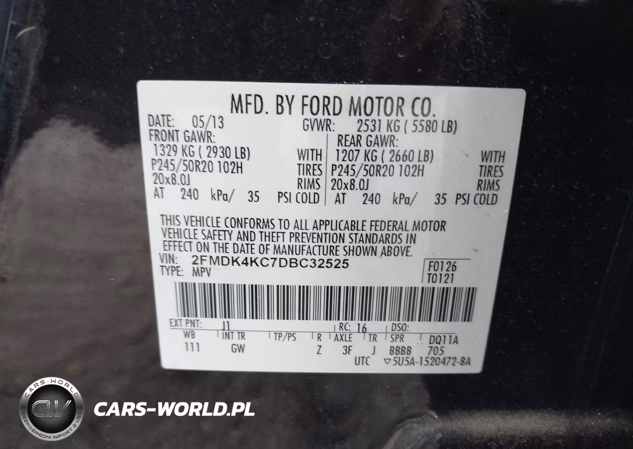 2013 Ford Edge Limited VIN:2FMDK4KC7DBC32525 - 9