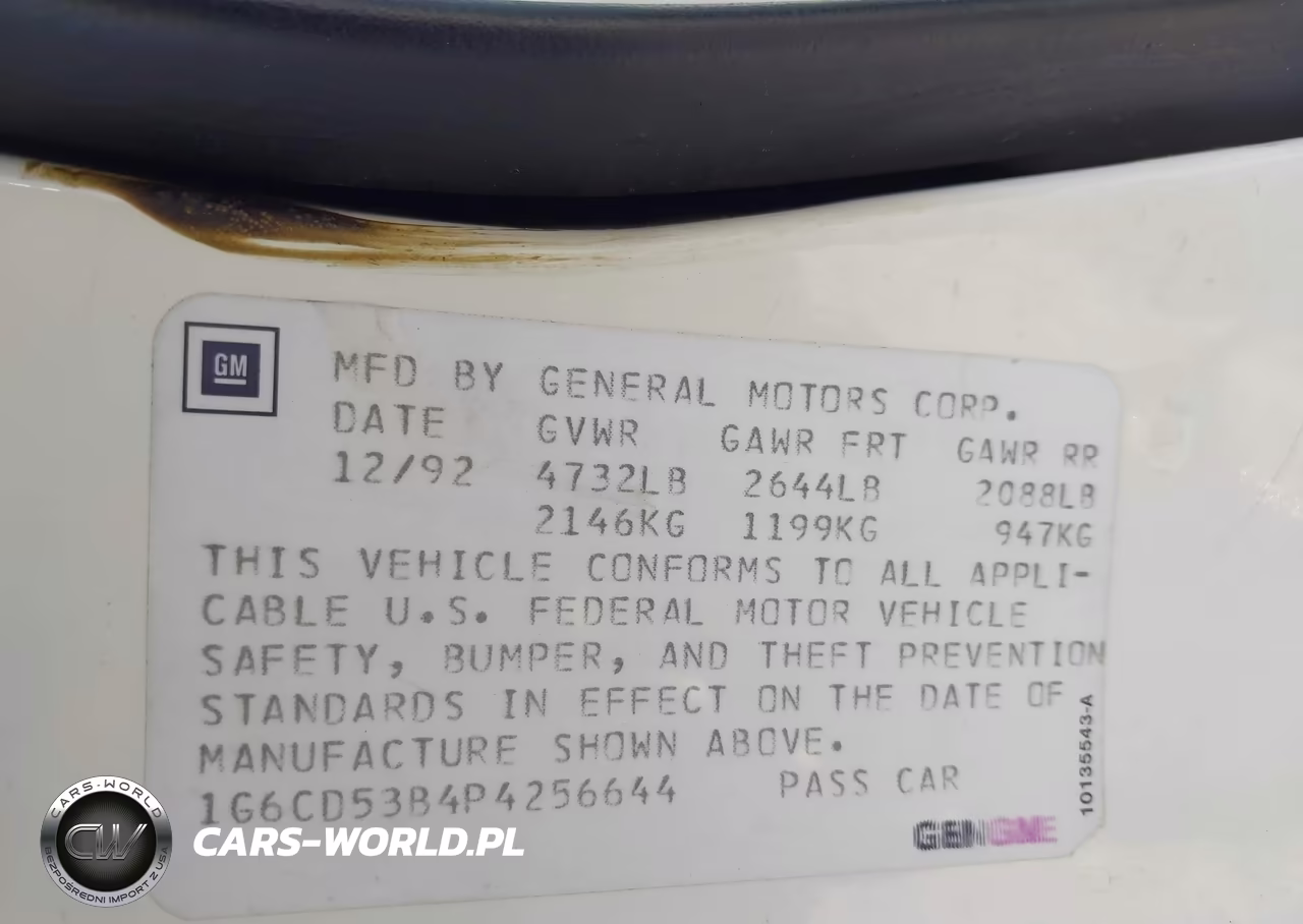 1993 Cadillac Deville VIN:1G6CD53B4P4256644 - 9