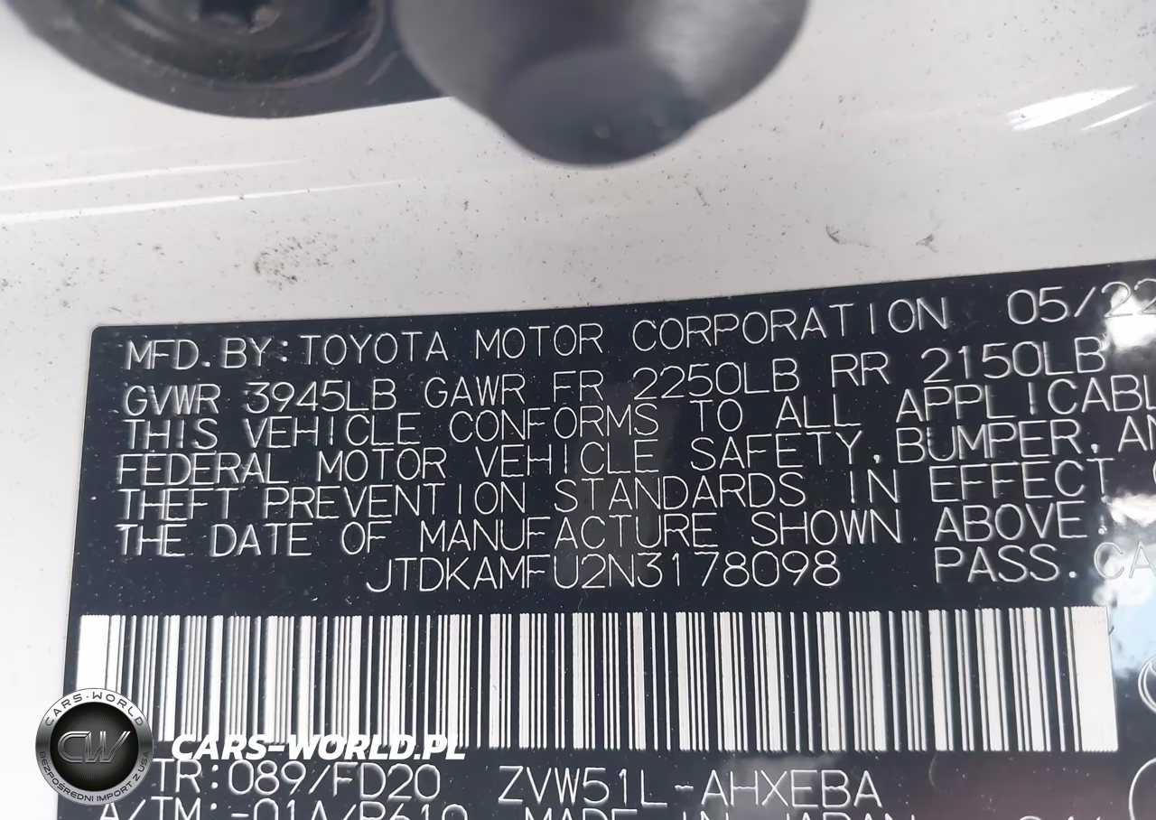 2022 Toyota Prius Le VIN:JTDKAMFU2N3178098 - 9