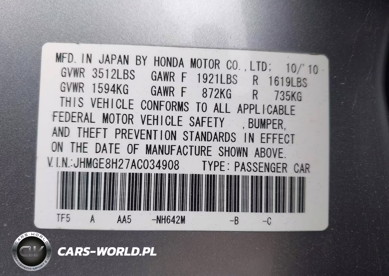 2010 Honda Fit VIN:JHMGE8H27AC034908 - 9