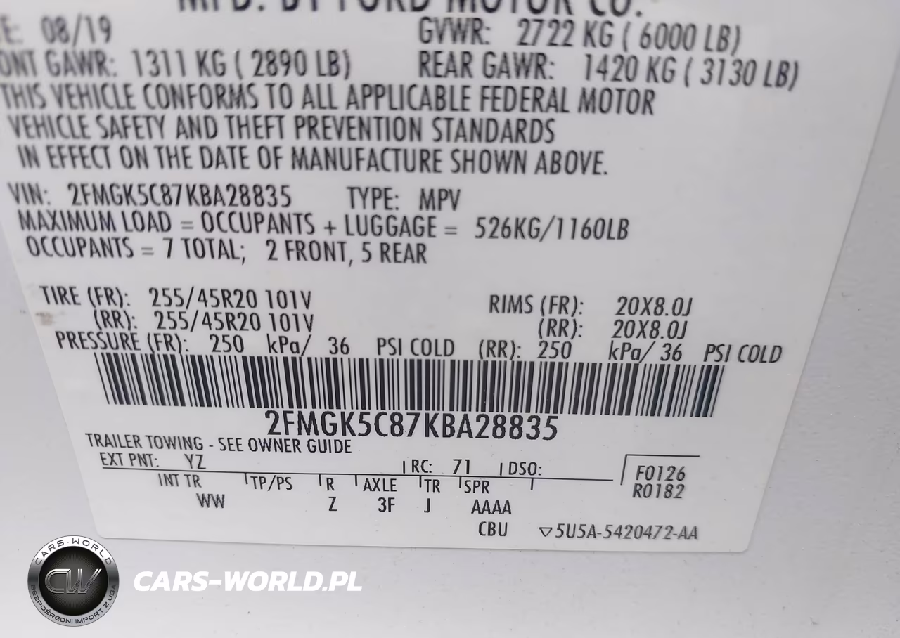 2019 Ford Flex Sel VIN:2FMGK5C87KBA28835 - 9