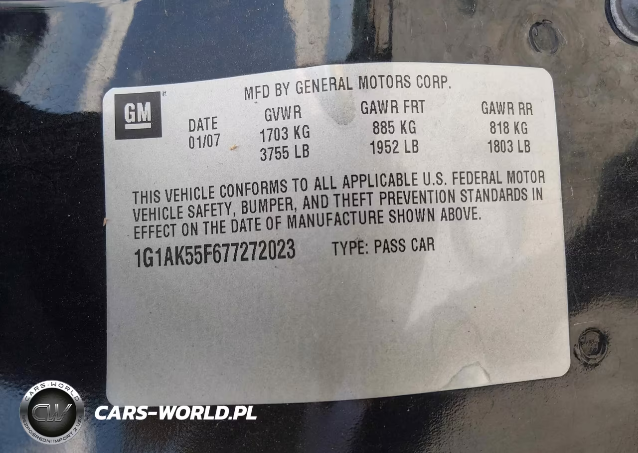 2007 Chevrolet Cobalt Ls VIN:1G1AK55F677272023 - 9