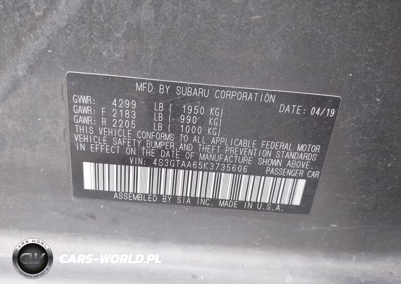 2019 Subaru Impreza 2.0I VIN:4S3GTAA65K3735606 - 9