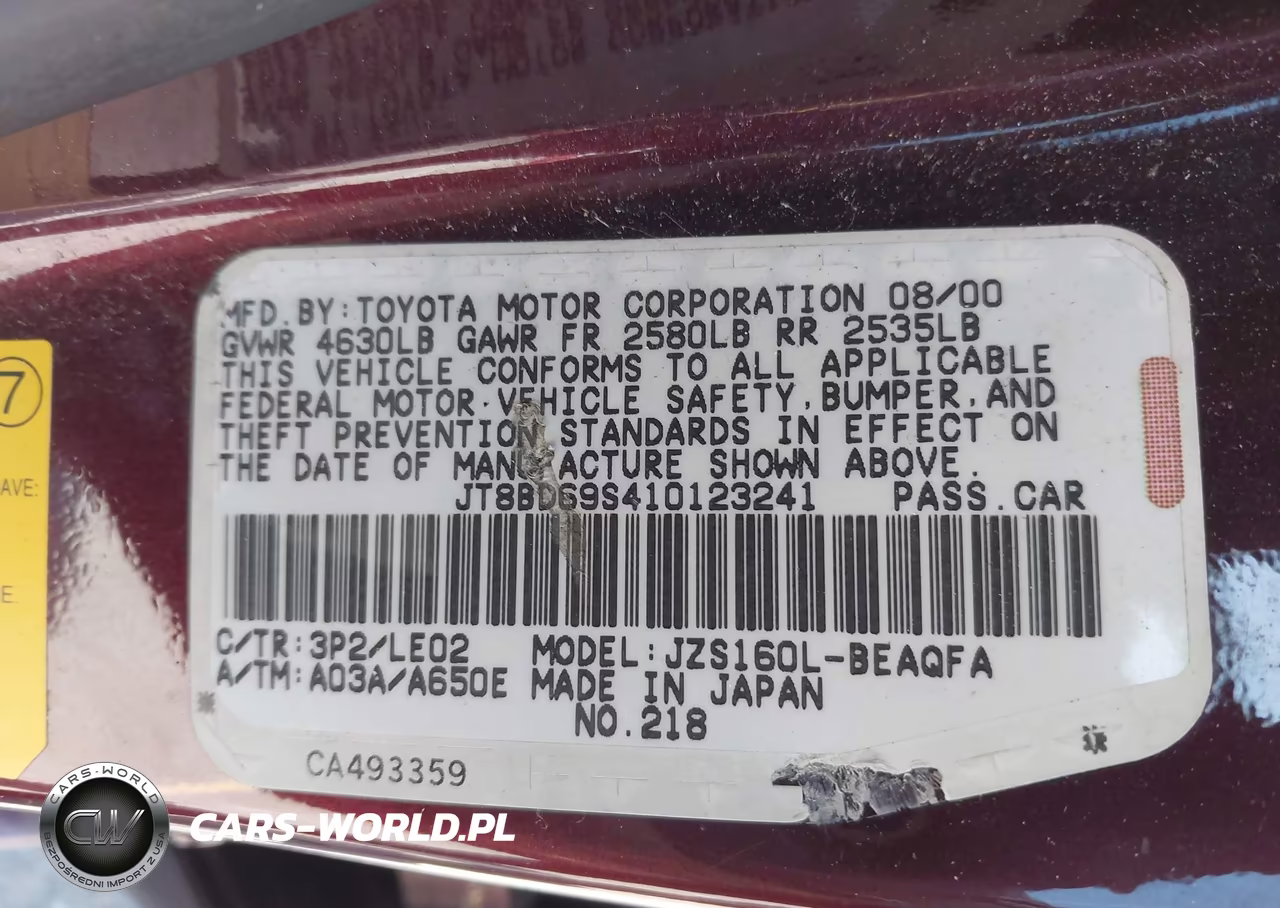 2001 Lexus Gs 300 VIN:JT8BD69S410123241 - 9