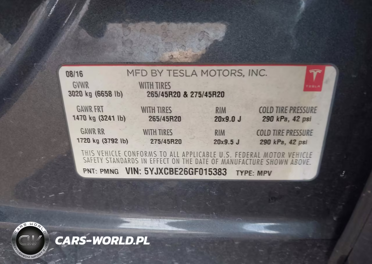 2016 Tesla Model X 60D-70D-75D-90D-P100D VIN:5YJXCBE26GF015383 - 9