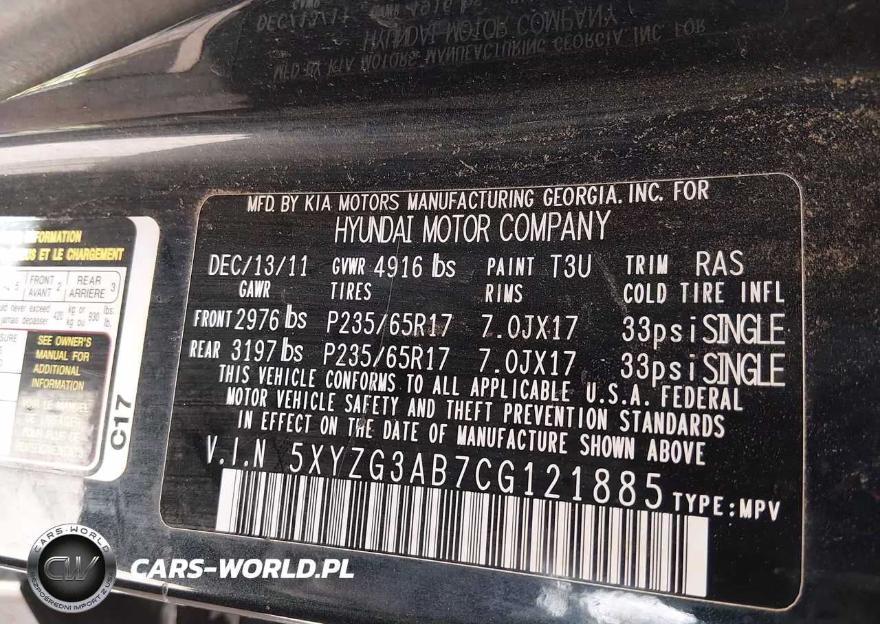 2012 Hyundai Santa Fe Gls VIN:5XYZG3AB7CG121885 - 9