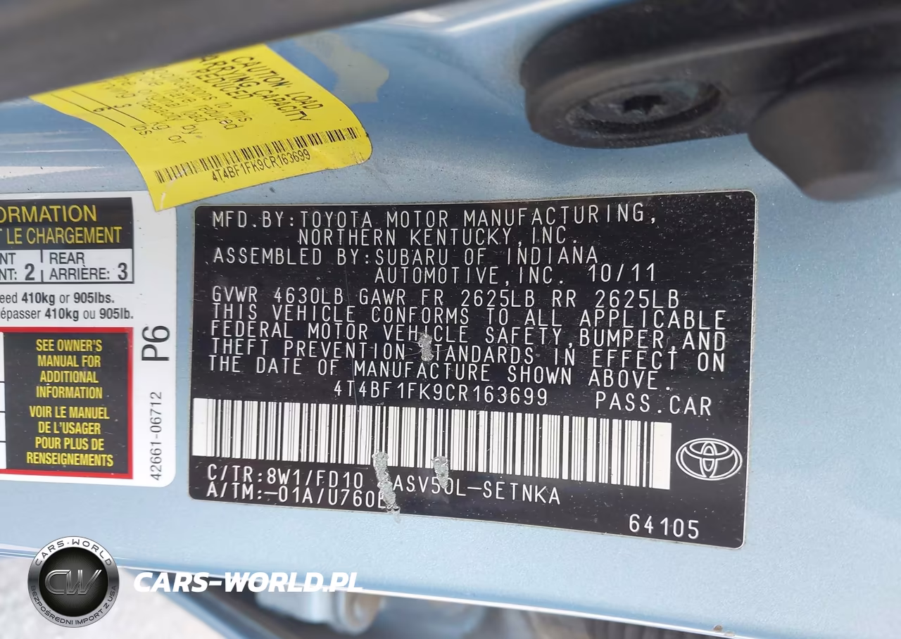2012 Toyota Camry Le VIN:4T4BF1FK9CR163699 - 9