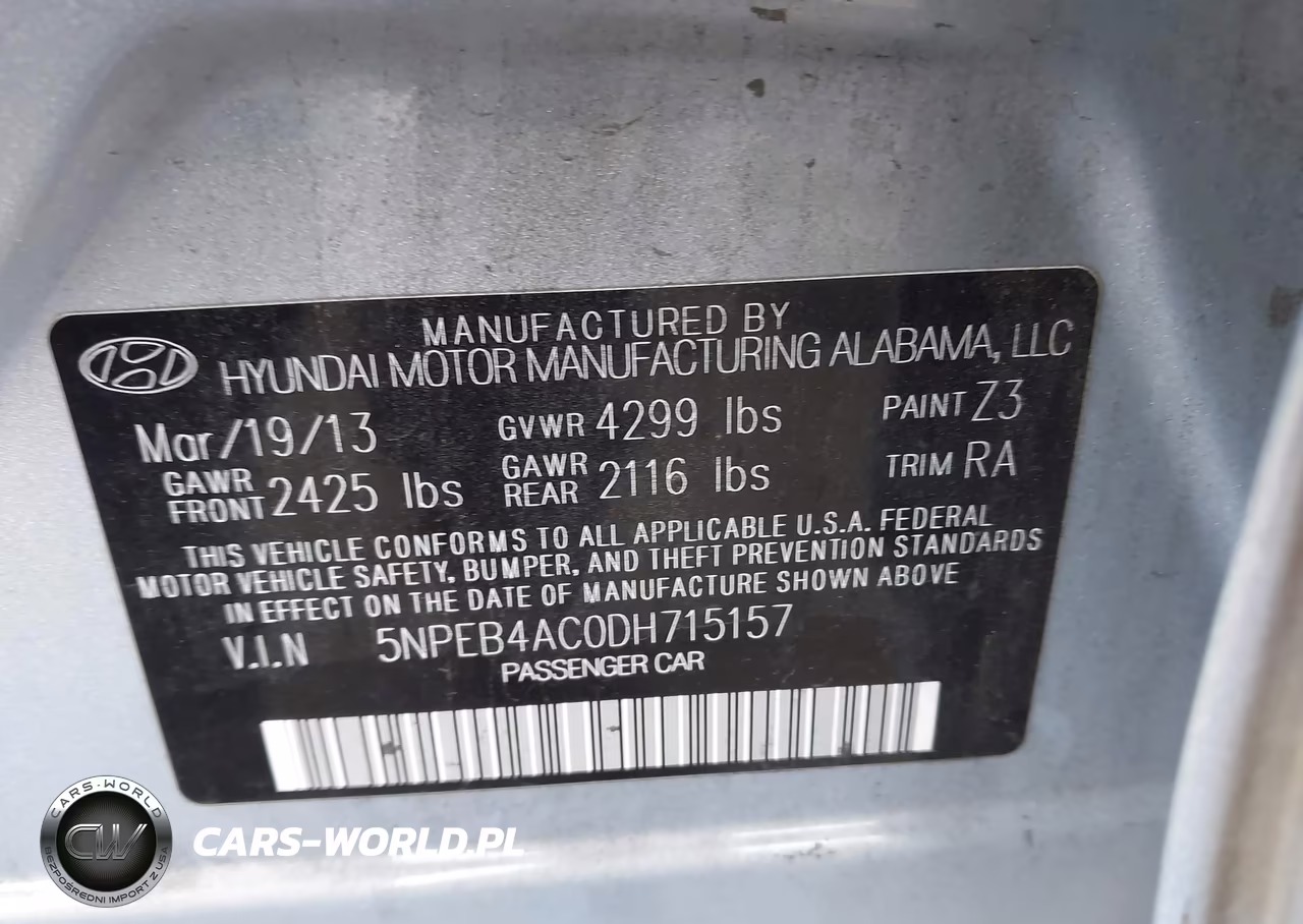 2013 Hyundai Sonata Gls VIN:5NPEB4AC0DH715157 - 9