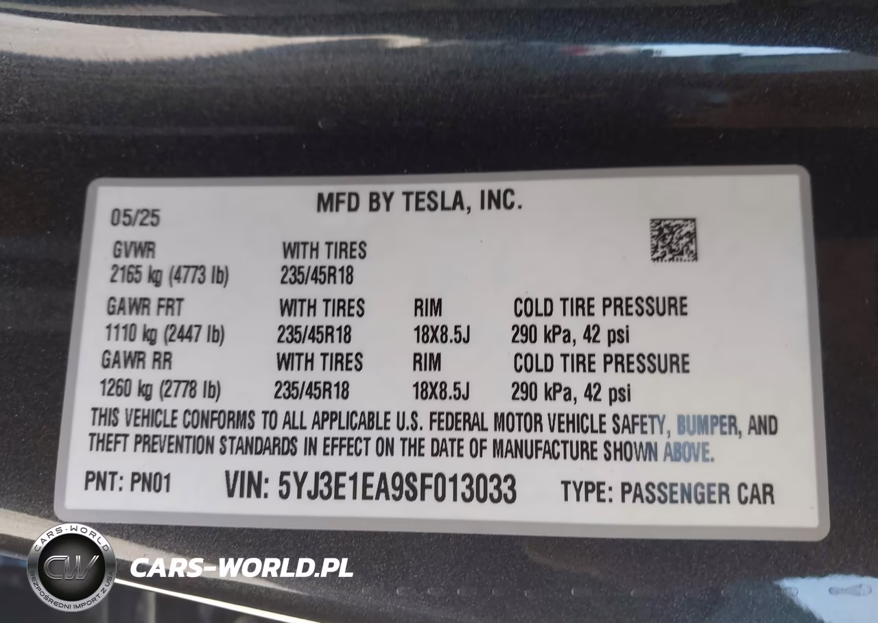 2025 Tesla Model 3 Long Range Rear-Wheel Drive-Standard Rear-Wheel Drive VIN:5YJ3E1EA9SF013033 - 9